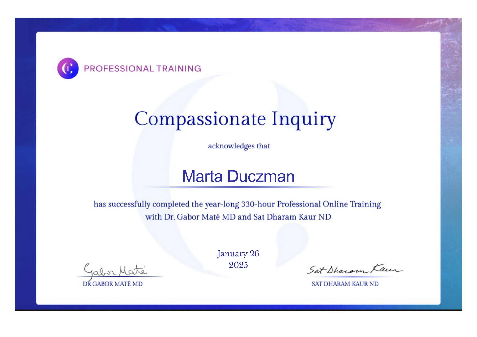 Compassionate Inquiry - year-long Professional Training
